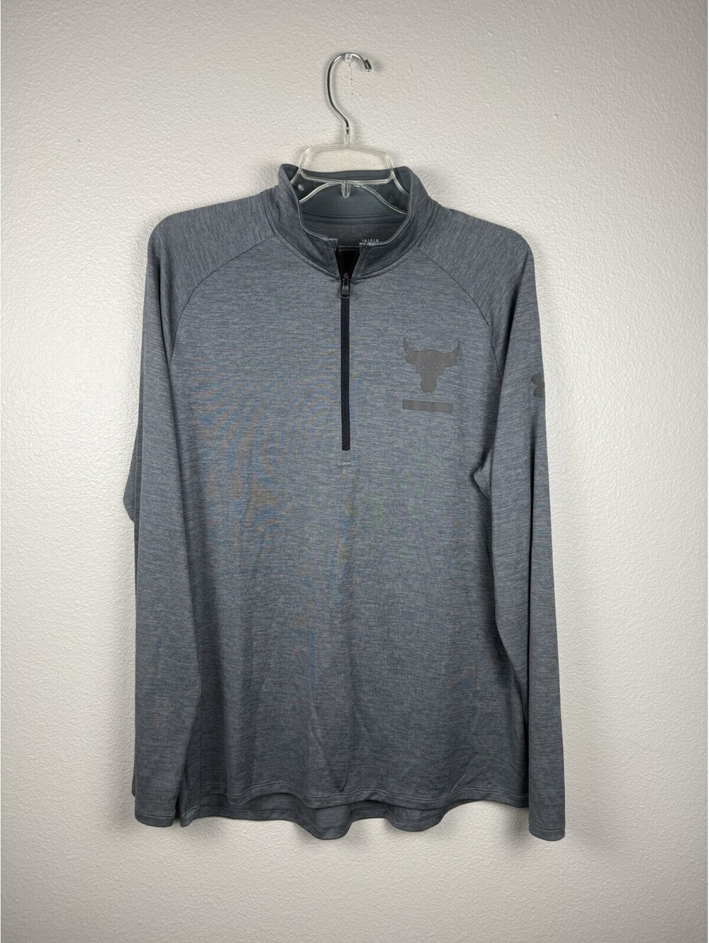 Under Armour Pullover Mens XL Project Rock Tech Heatgear Quarter Zip Gray Active
